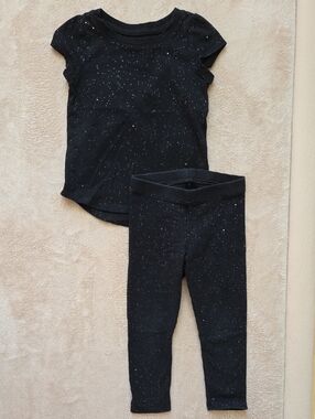 Cat & Jack Black Sparkle Tee and Leggings Set